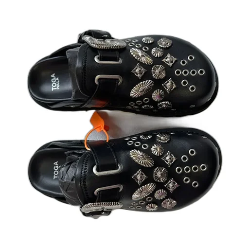 Sabot Eyelet-Embellished Leather Mules