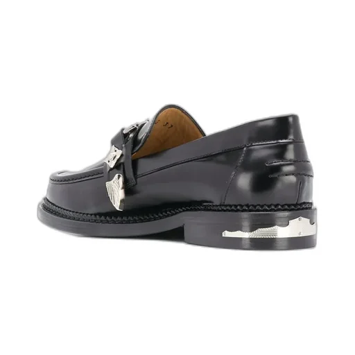 Embossed-Plaque Detail Loafers