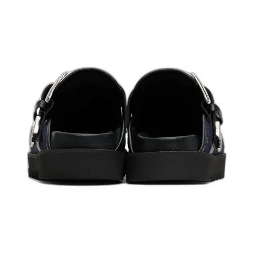 Ssense Exclusive Black & Navy Eyelet Metal Sabot Loafers