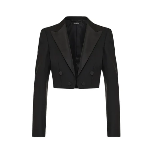 Peak Lapel Double-Breasted Cropped Blazer