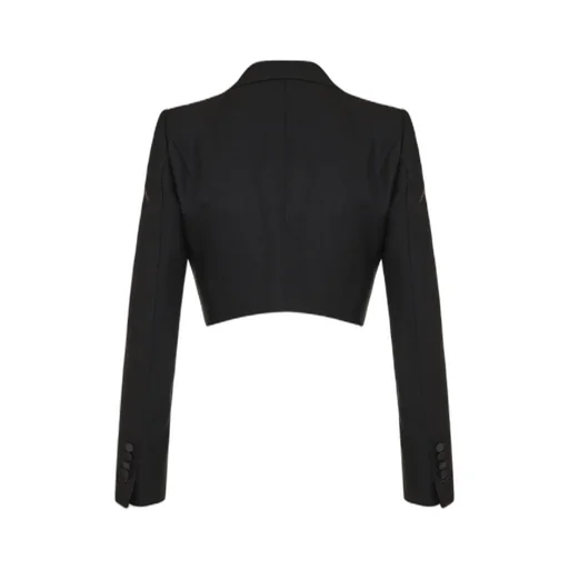 Peak Lapel Double-Breasted Cropped Blazer