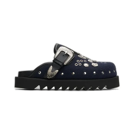 Ssense Exclusive Black & Navy Eyelet Metal Sabot Loafers