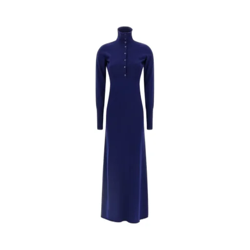 Ribbed-Knit Polo Maxi Dress