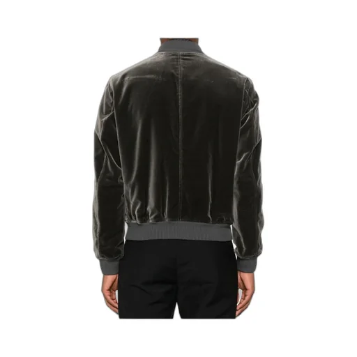 Velvet Zip-Front Bomber Jacket