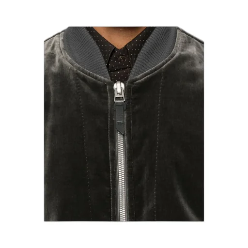 Velvet Zip-Front Bomber Jacket