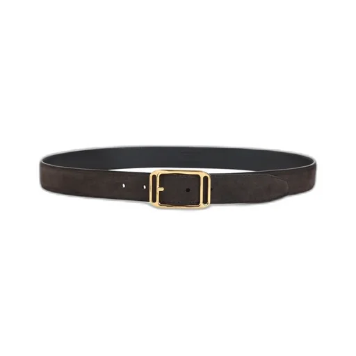 Suede Leather Gold-Buckle Belt