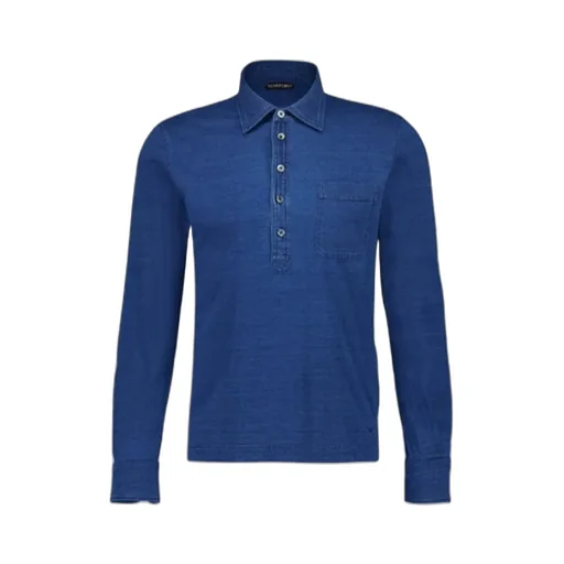 Mother-Of-Pearl Button Long-Sleeve Polo Shirt