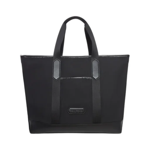 Leather-Trimmed Tote Bag