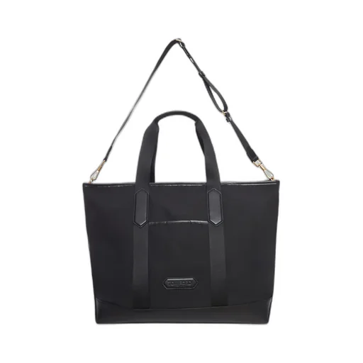 Leather-Trimmed Tote Bag