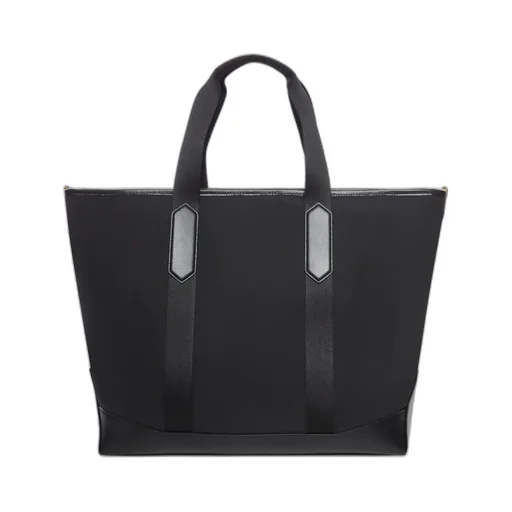 Leather-Trimmed Tote Bag