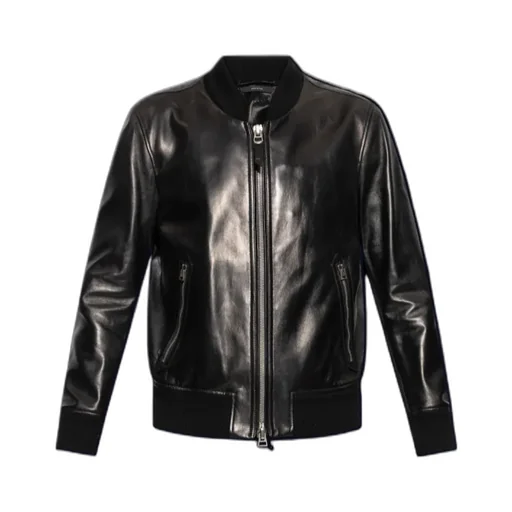 Shiny Leather Plonge Bomber Jacket