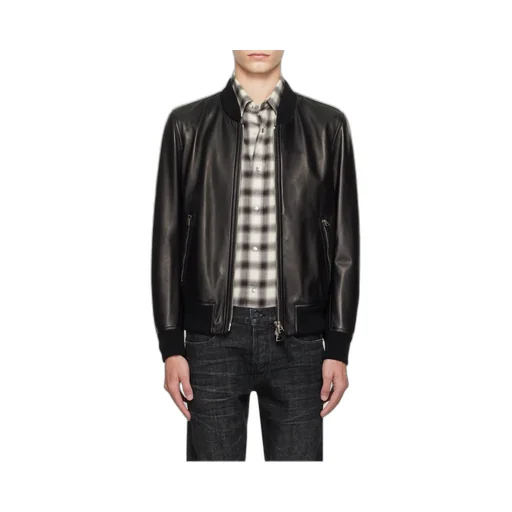 Shiny Leather Plonge Bomber Jacket