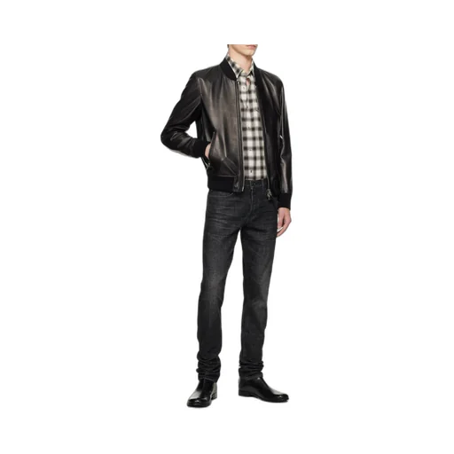 Shiny Leather Plonge Bomber Jacket