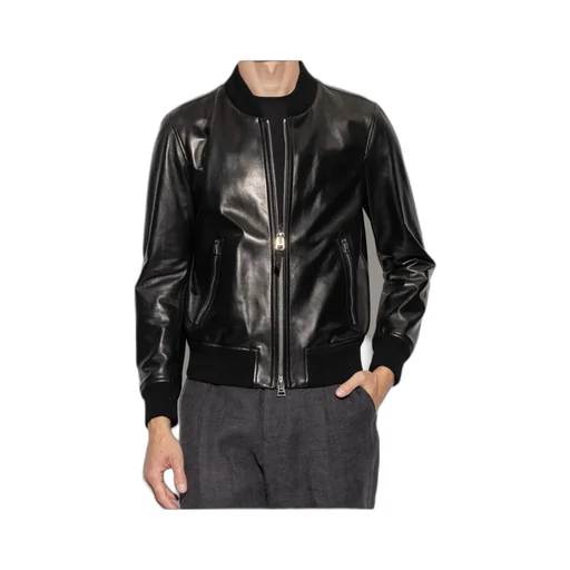 Shiny Leather Plonge Bomber Jacket