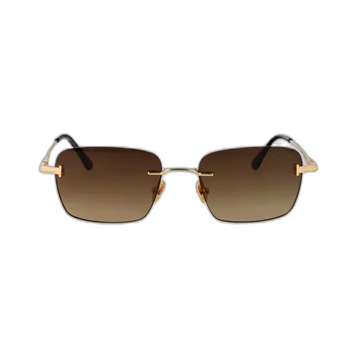 Rectangle-Frame Rimless Sunglasses