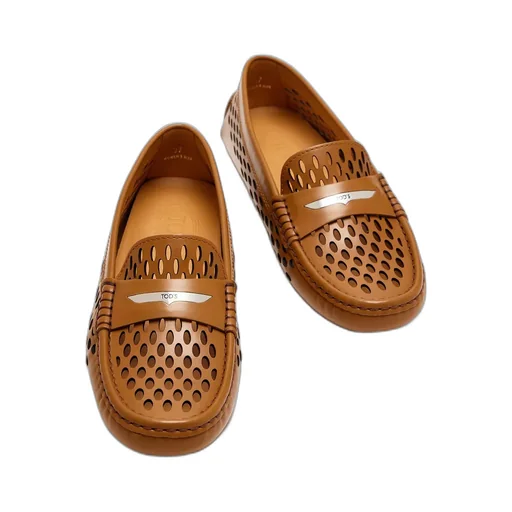 Logo Engraved Perforated Loafers