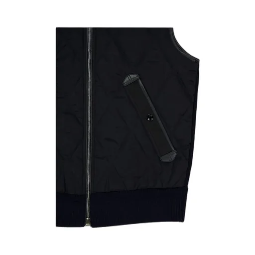 Diamond-Quilted Leather-Trim Gilet