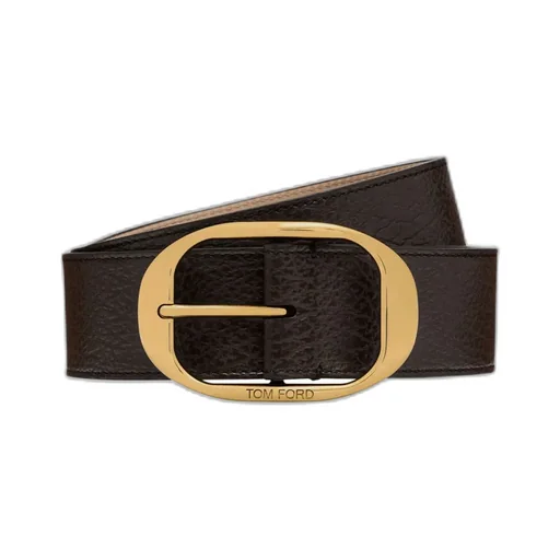 Oval-Buckle Textured Belt
