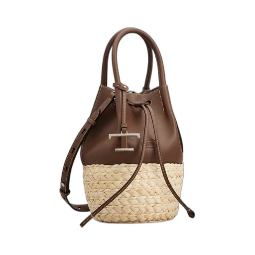Logo Embossed Panelled Bucket Bag
