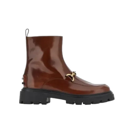 Logo Plaque Round-Toe Ankle Boots