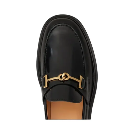 Logo-Plaque Round Toe Loafers