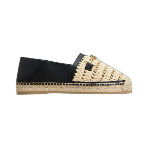 Woven-Raffia Leather Espadrilles