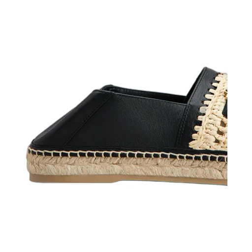Woven-Raffia Leather Espadrilles