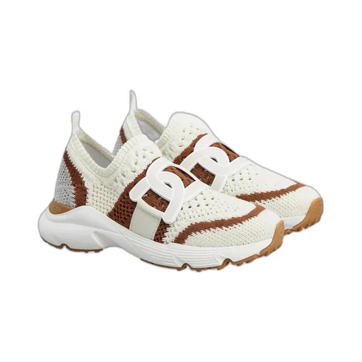 Logo Patch Knit Slip-On Sneakers