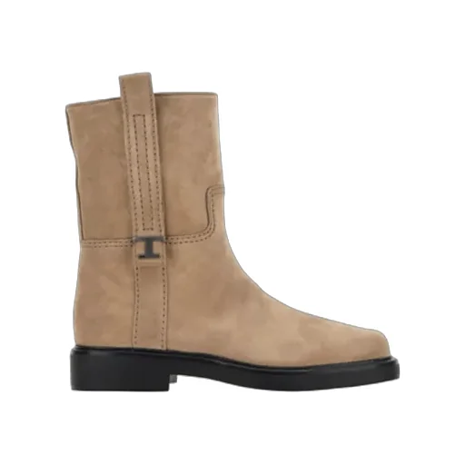 Tod's T Plaque Round-Toe Ankle Boots