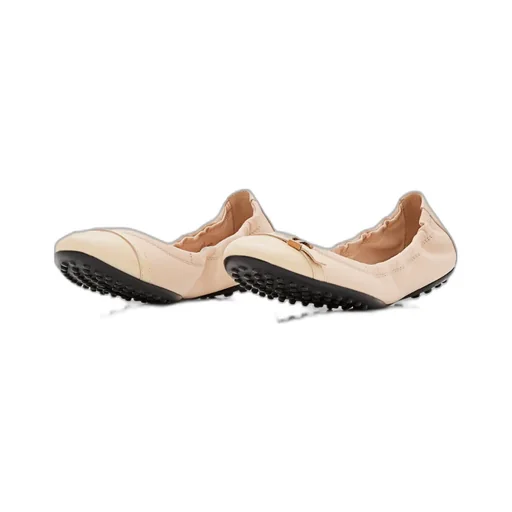 Logo Plaque Round Toe Flat Shoes