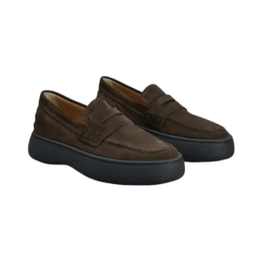 Logo-Stamped Suede Penny Loafers