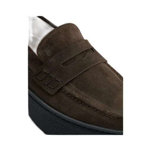 Logo-Stamped Suede Penny Loafers