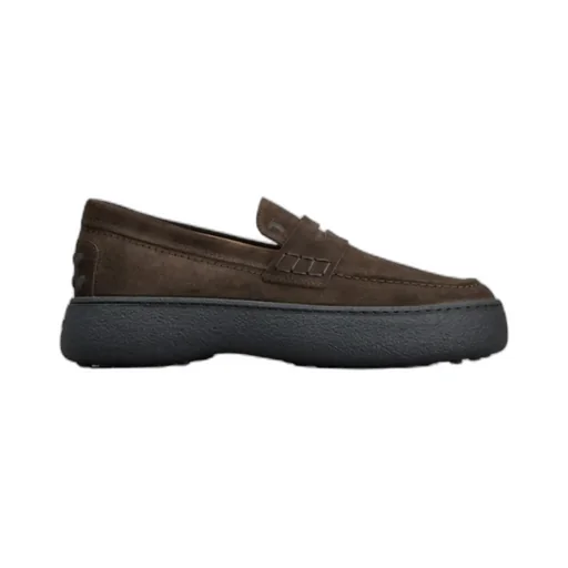 Logo-Stamped Suede Penny Loafers