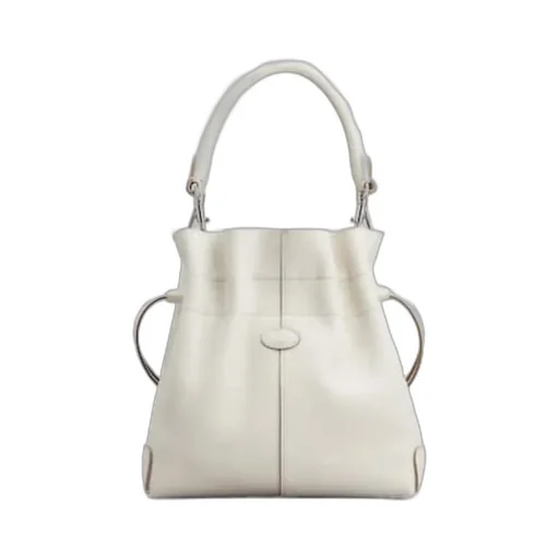 Logo-Patch Leather Bucket Bag