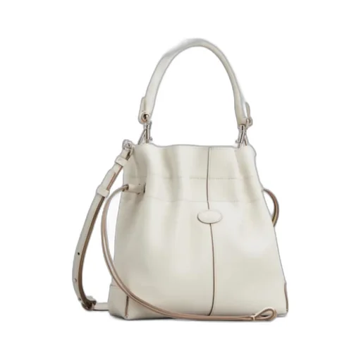 Logo-Patch Leather Bucket Bag