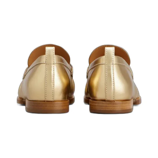 Logo-Plaque Metallic-Finish Loafers