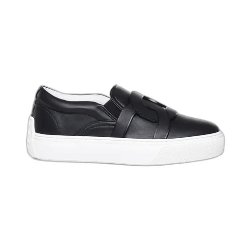 Chain-Logo Leather Loafers