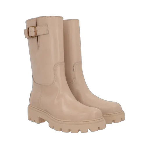 Buckle-Detailed Round-Toe Boots