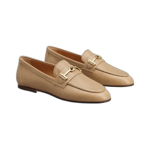 Logo Plaque Almond Toe Loafers