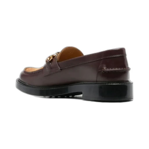 Logo Plaque Round Toe Loafers