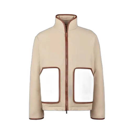 Leather-Trim Down Jacket