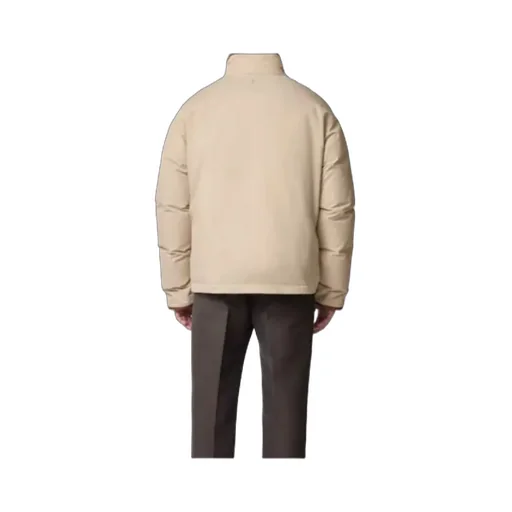 Leather-Trim Down Jacket