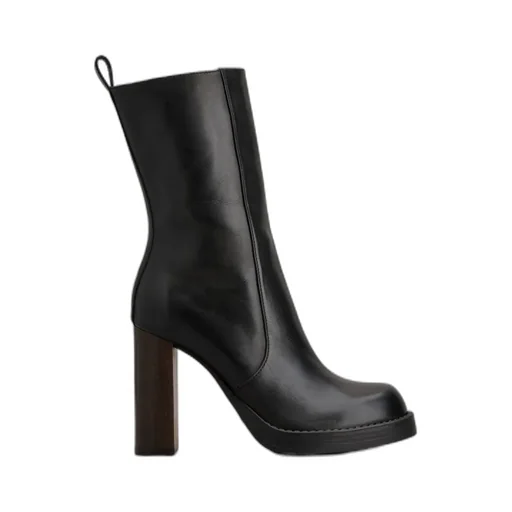 Leather Zip-Fastening Block-Heel Boots