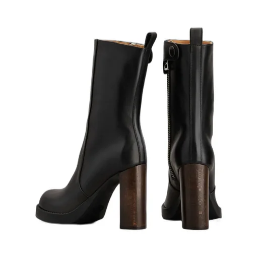 Leather Zip-Fastening Block-Heel Boots