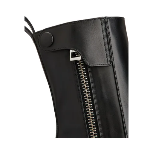 Leather Zip-Fastening Block-Heel Boots