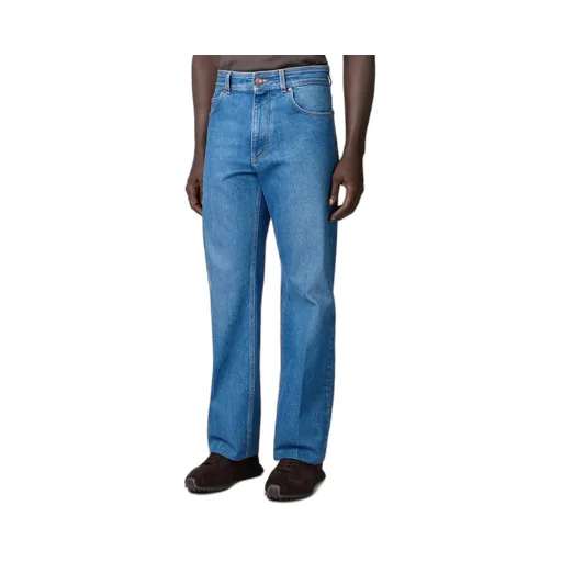 Leather-Patch Five-Pocket Jeans