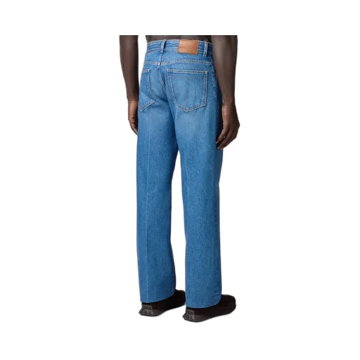 Leather-Patch Five-Pocket Jeans