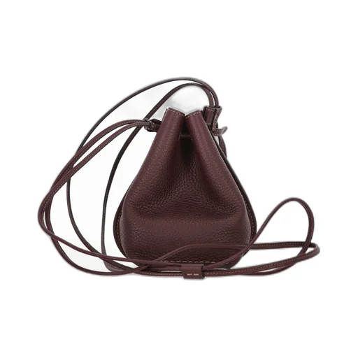 Drawstring Leather Bucket Bag