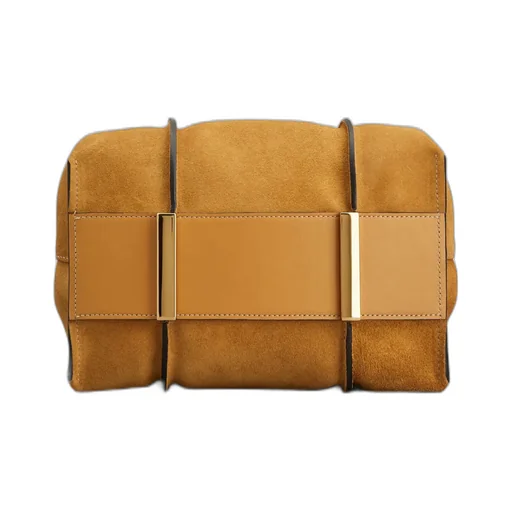 T-Logo Suede Leather Shoulder Bag