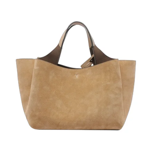 Logo-Charm Suede Tote Bag